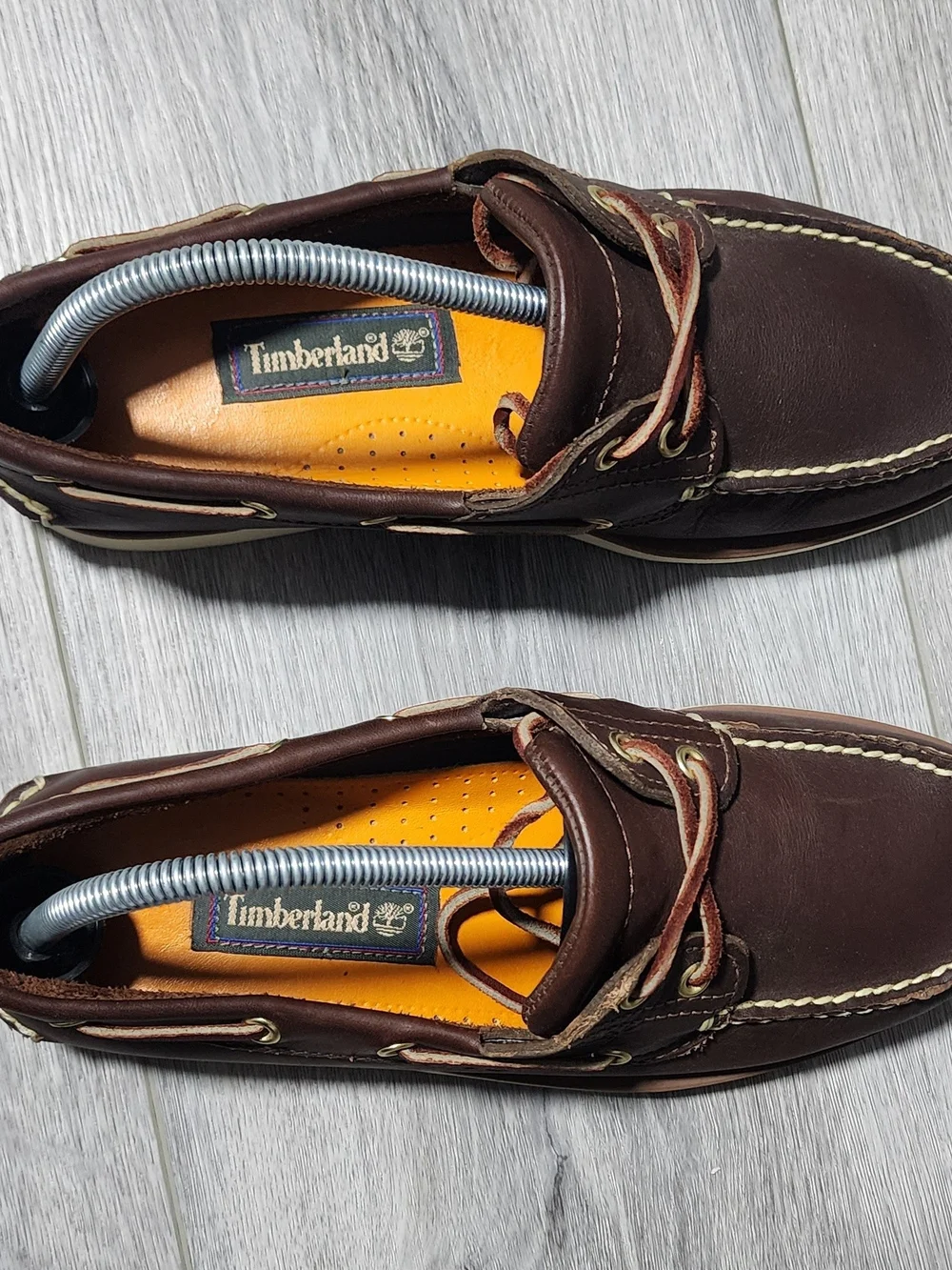 Timberland Classic 2 Eye Brown Leather Moc Toe Boat Shoes Loafers Mens Size 8